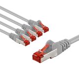 goobay 65991 CAT6 netwerkkabel set van 5 / patchkabel afgeschermd S/FTP/CU ethernetkabel, PiMF, LSZH/Cat 6 kabel met 10 Gbits/grijs/5 x 2 m
