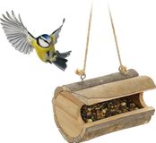 Relaxdays Voedersilo Hangend - Hout - Met Schors - Tuinvogels