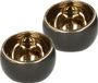 Countryfield Luxe theelichthouder - 2x - Veneta - keramiek - zwart/goud - D10 x H9 cm
