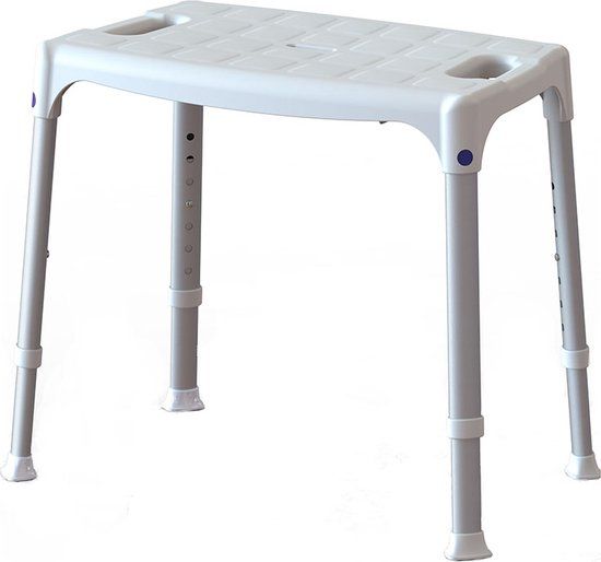 Adhome Douchestoel kunststof/aluminium zonder rugleuning - hoogte 39 - 54 cm