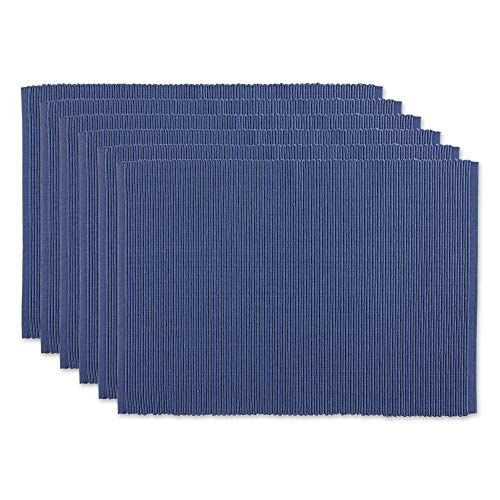 DII Basic Everyday - Set van 6 geribbelde placemats - 100% katoen - 33 x 48 cm - Frans blauw