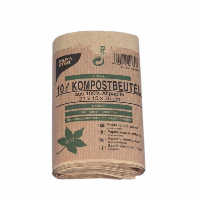 Papstar 14186 Afvalzakken - 10 liter - Bruin - Papier - 50 stuks