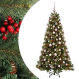 vidaXL Kunstkerstboom met kerstbal 210 cm 300 LED's Warmwit