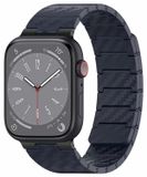 Wigento Apple Watch SE 2023 44mm: Magnetische vervangende smartwatch-band van koolstofvezel, blauw