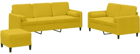 vidaXL 3-delige Loungeset met kussens fluweel geel