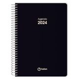 Q Kalon - Kalender 2024 januari tot december (12 maanden) - Dagpagina - A5 (15 x 21 cm) - Metalen spiraal - Onyx