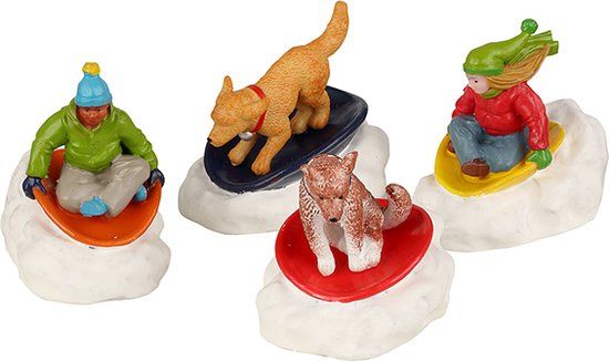 Lemax Dog Snow Saucer Fun, Set Of 4