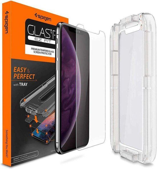 Spigen Glass + Frame screenprotector voor Apple iPhone XR - transparant