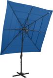 vidaXL Parasol 4-laags met aluminium paal 250x250 cm azuurblauw