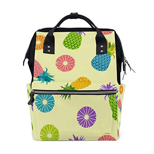 MONTOJ Kleurrijke ananas patroon Canvas Rugzak Travel Campus Rugzak