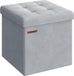 SONGMICS Poef met opbergruimte, kleine inklapbare zitbank, 38 x 38 cm voetenbank, opbergdoos, tot 300 kg belastbaar, voor woonkamer, slaapkamer, slaapzaal, duifgrijs LSF227G02