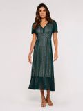 Apricot Midi-jurk met V-hals en kant - Groen