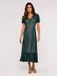 Apricot Midi-jurk met V-hals en kant - Groen