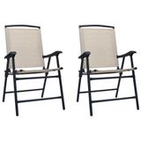 VidaXL Tuinstoel Terras Staal Textiel Crème 2 stuks