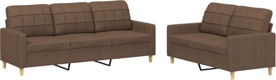 vidaXL 2-delige Loungeset met kussens stof bruin