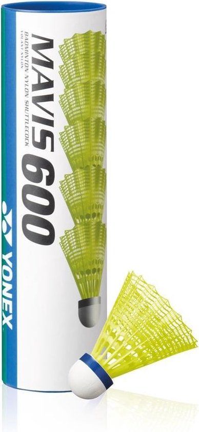 Yonex Mavis 600 Badminton Shuttles - Tube of 6 - Nylon - Yellow - Fast