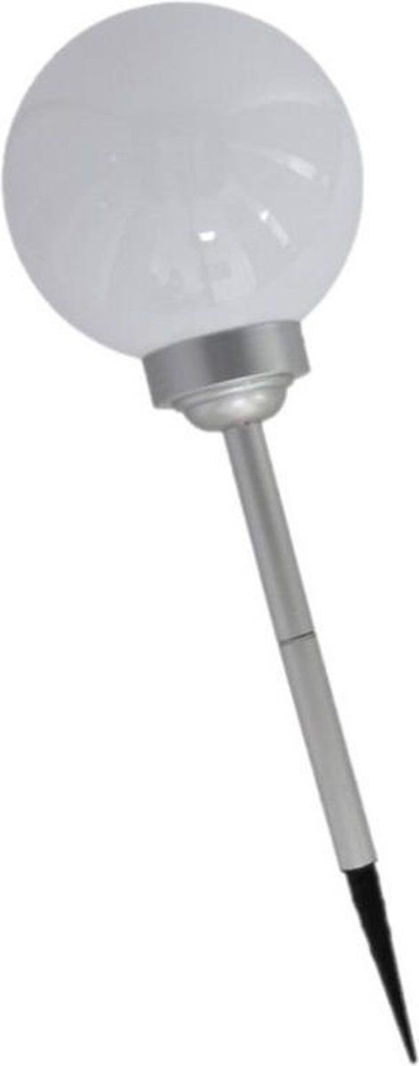 Gerim Solar Tuinlamp/Prikspot Grote Bol - Zonne-energie - 56 cm - Zilver