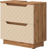 Vicco Lotta Wastafelonderkast – 59.8 x 62.5 cm met 2 laden Eiken/kasjmier met tegelstructuur