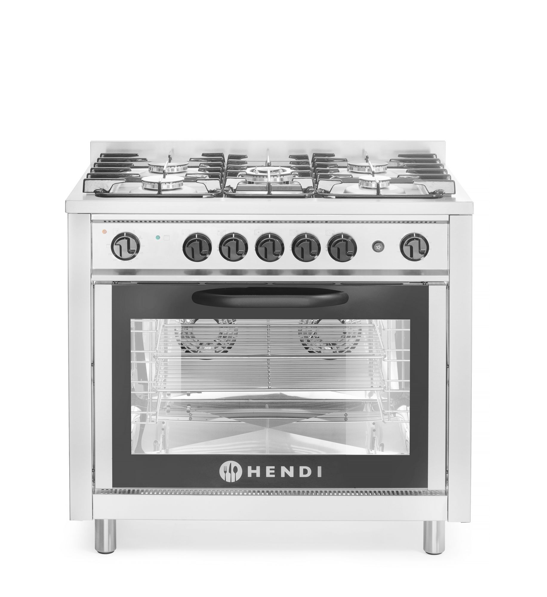 Hendi Gasfornuis - 5 Pits Met Elektrische Oven - 90 cm - RVS