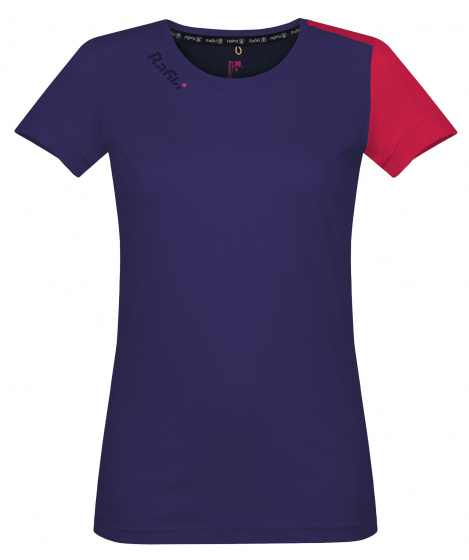 Rafiki T shirt Chulilla dames katoen/modal blauw/rood