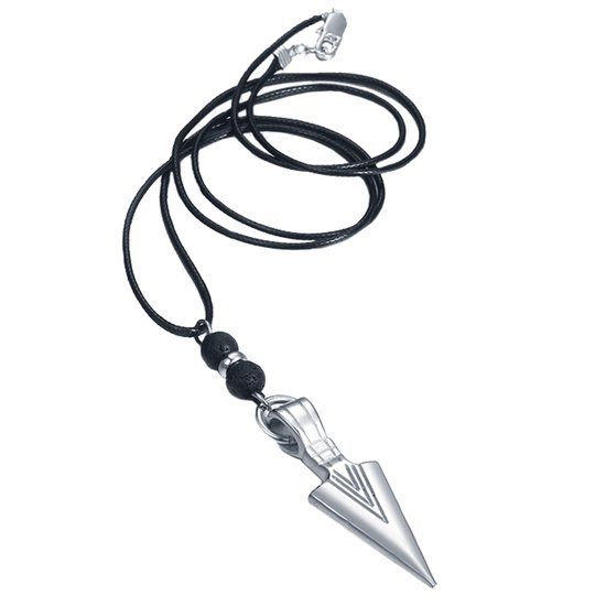 Mendes Steel Heren ketting Waxkoord Viking Arrow Zilverkleurig
