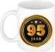 Bellatio Decorations 95 jaar thema koffiemok Medaille - jubileum - verjaardag - zwart met goud - Cadeau beker - 300 ml - keramiek