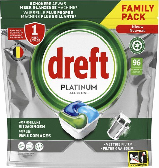 Dreft Vaatwastabletten Platinum All In One Original - 96 stuks