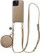AVY Leren Hoesje geschikt voor Apple iPhone 14 / 13 | Met Koord en Mini Telefoontasje | Compatibel met MagSafe | Leather Case met 130CM Koord & Pouch | Long Leather | Beige
