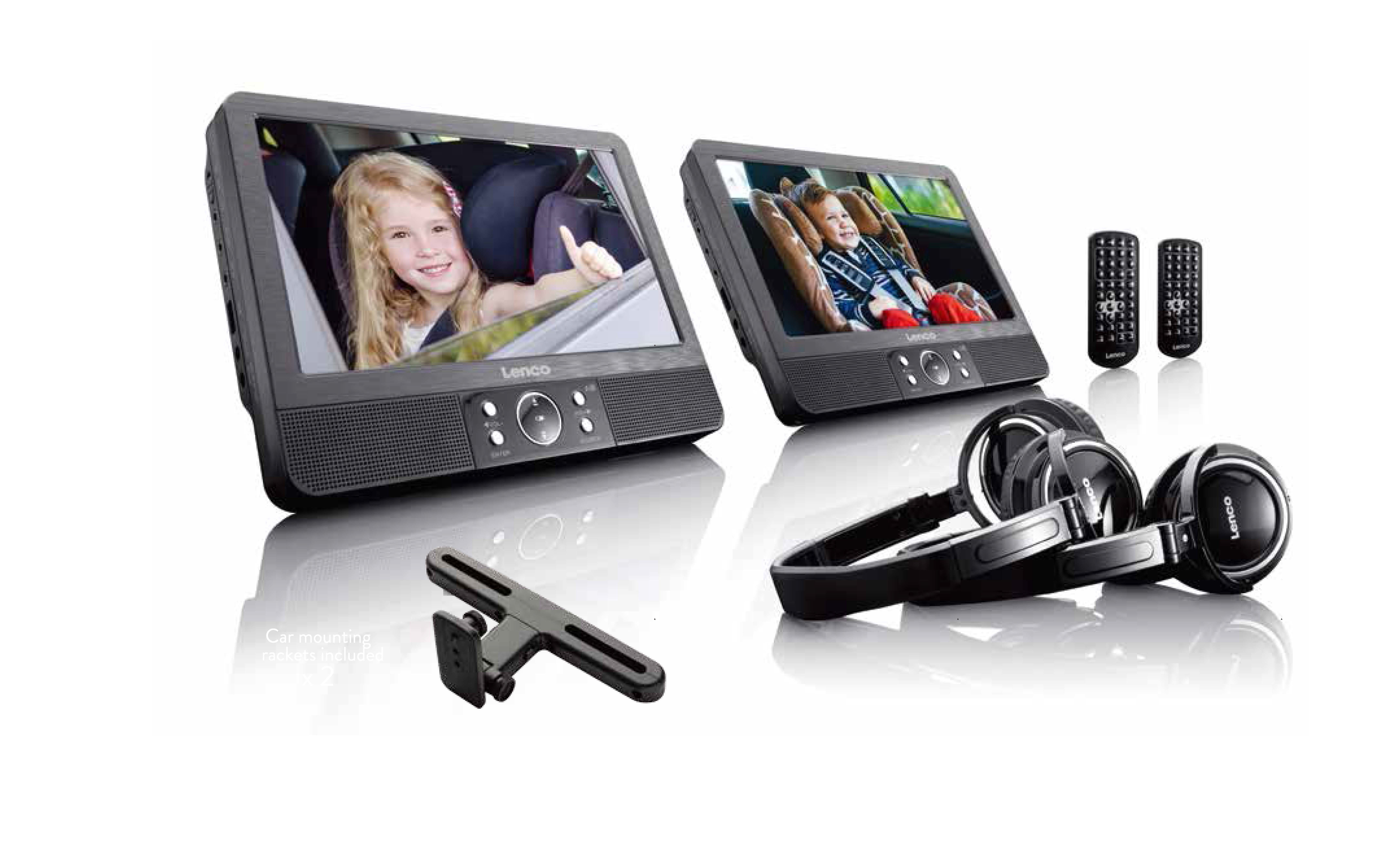 Lenco DVP-939 Portable DVD Player - 9" Dual Screen, USB, SD, Black