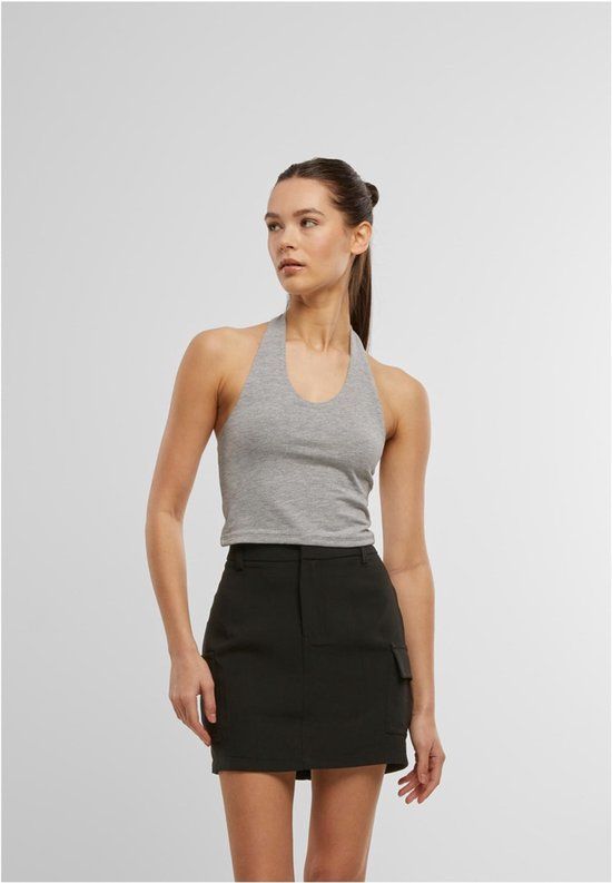 Urban Classics Basic Neckholder Jersey Top Dames Top - gemêleerd grijs - XL