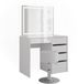Vicco Table de toilette Sherry, Blanc/Blanc Laqué, 89,8 cm avec miroir LED et tabouret
