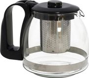 Gerimport Theepot met thee infuser/theefilter - glas - 700 ml - zwart