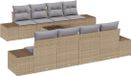 vidaXL Banc de jardin avec coussin 7 pièces Beige et gris clair Polyrattan