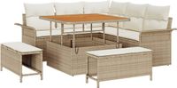 vidaXL Tuinset met 8 zitplaatsen, beige, van polyrotan