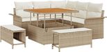 vidaXL Ensemble de jardin 8 places, beige, en polyrotin