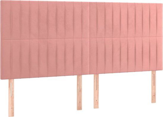 vidaXL Hoofdbord Roze Fluweel 160x5x118/128 cm