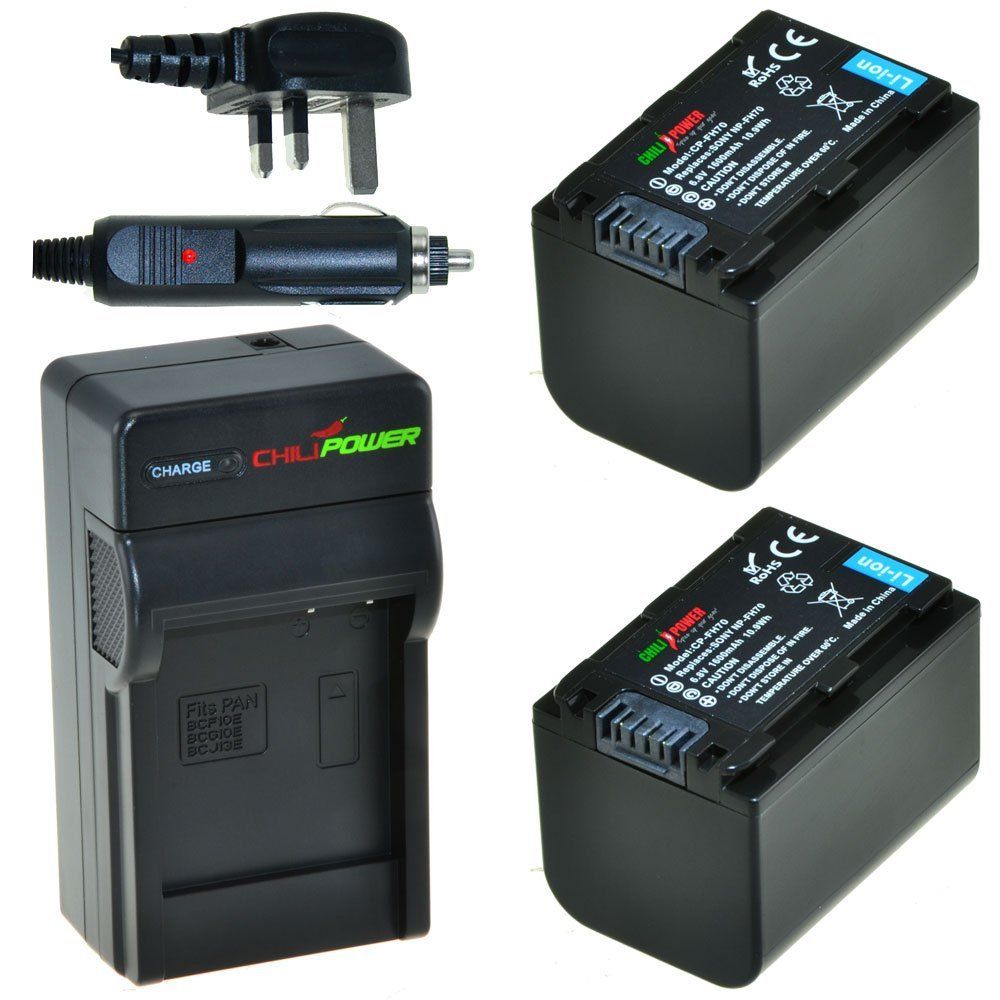 ChiliPower 2 x NP-FH70 accu's voor Sony - Charger Kit + car-charger - UK version