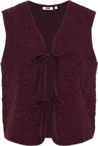 WE Fashion Dames gilet met structuur - Burgundy red - L