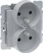 LEGRAND Dubbele stopcontact met aarding, aluminium, 2x2P+Z, met veiligheidsdeksel, 16A, 250V, Suno LEGRAND, model 721390