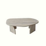 Merkloos Asir - Salontafel - travertijn en rookgrijs - 100 x 60 x 35 cm