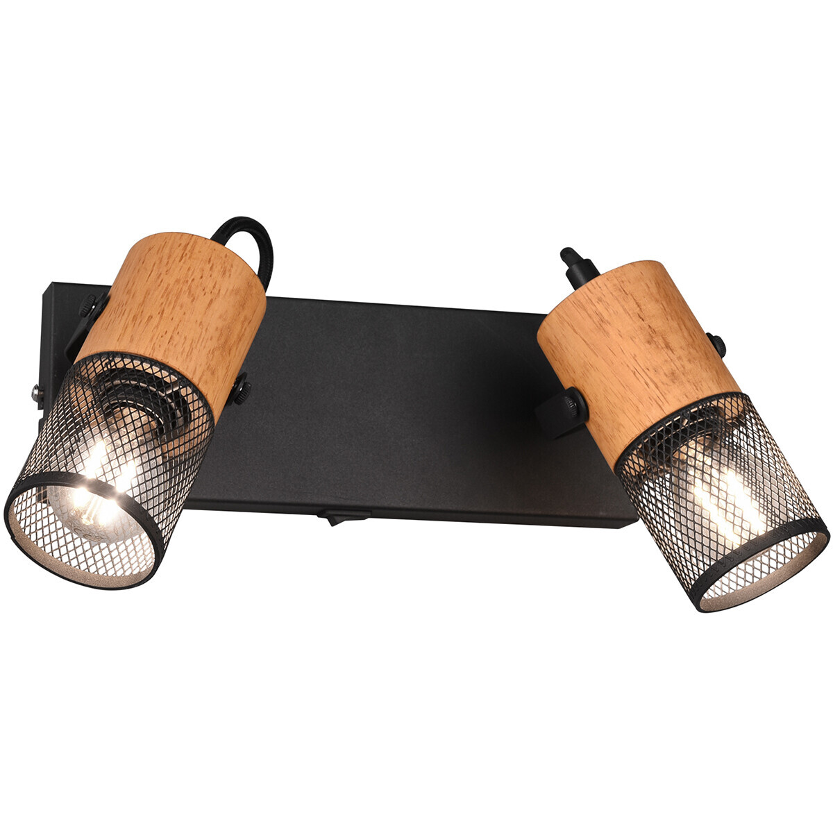 BES LED LED Wandspot - Trion Yosh - E14 Fitting - 2-lichts - Rechthoek - Mat Zwart - Aluminium