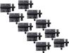 Alberts 863425 boutslotgrendel | met bevestigde lus | zwart kunststof gecoat | plaat 95 x 79 mm | bouten - 15,5 mm | totale lengte 135 mm | set van 10