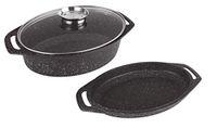 Kamberg - Braadpan Voor Oven, 3-Delig, 33,5 X 25 X 9,8 Cm, Gegoten Aluminium, Steencoating, Geschikt Voor Alle Warmtebronnen, Inclusief Inductie, Zonder Pfoa