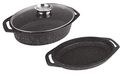 Kamberg - Braadpan Voor Oven, 3-Delig, 33,5 X 25 X 9,8 Cm, Gegoten Aluminium, Steencoating, Geschikt Voor Alle Warmtebronnen, Inclusief Inductie, Zonder Pfoa