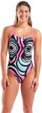 Arena Dames Badpak Illusion Challenge Back Zwart Multicolor Shocking Pink