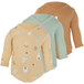 LUPILU® Lot de 3 bodys croisés bébé (brun/vert, 0-2 mois)