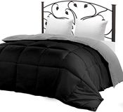 Utopia Bedding Dekbed dekbedovertrek - gewatteerd dekbed met hoeklussen - doos gestikt alternatief dekbed (zwart/grijs, eenpersoons)