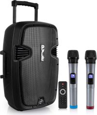 Pyle Bluetooth Luidsprekersysteem - Karaoke Draagbaar PA Luidspreker - 1000W - Draagbare Bluetooth Speaker met Wielen - Outdoor Speaker met Oplaadbare Batterij - 2 Microfoons - Afstandsbediening