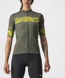 Castelli Fietsshirt Korte Mouwen Dames Groen Geel - FENICE JERSEY MILITARY GREEN SULPHUR-M