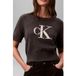 Calvin Klein Pull en coton épais graphique B85 Charcoal Heather Taille : L